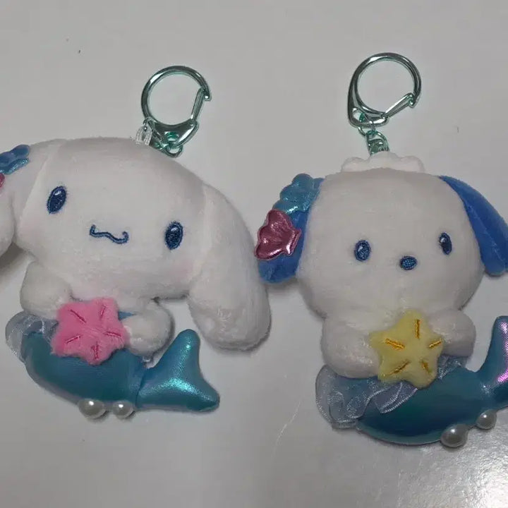 [BUNJANG] Sanrio Cinnamoroll &amp; Pochacco Mermaid Keychain Set / 산리오 시나모롤 포차코 머메이드 키링 2개 세트