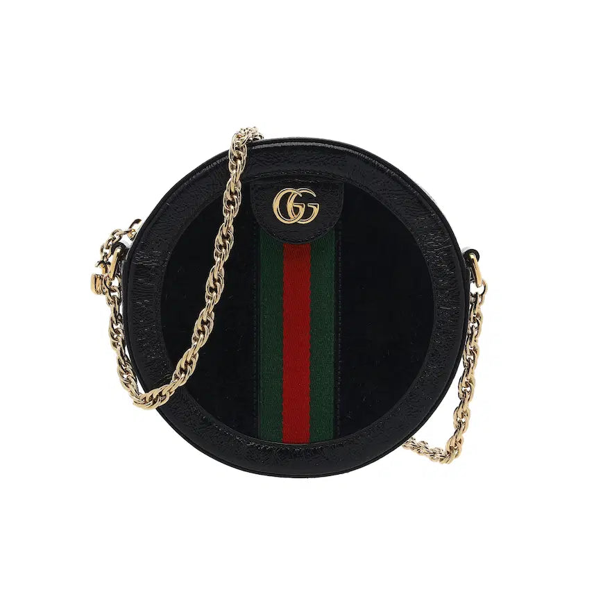[BUNJANG] Gucci Ophidia GG Round Shoulder Bag Mini Black Leather / 구찌 오피디아 GG 라운드 숄더백 미니 블랙