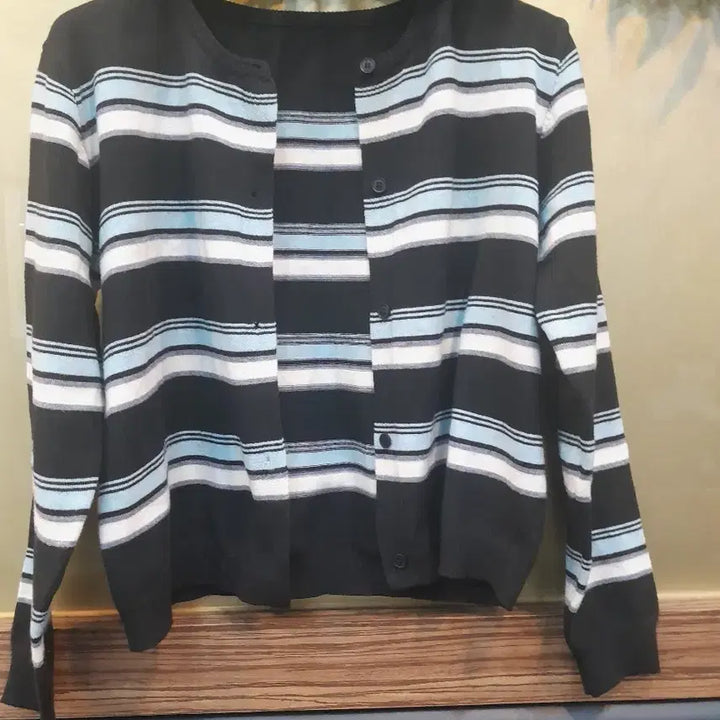 [BUNJANG] Stripe Pattern Knit Cardigan / 스트라이프 패턴니트 가디건