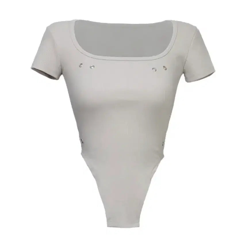 [BUNJANG] Nowone White Square Neck Body Suit Top / 에이블리 터프 아일렛 반팔 티 스퀘어넥 바디수트 탑 나우원 화이트
