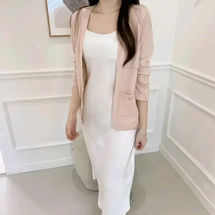 [BUNJANG] Pink Gold Tweed Midi Cardigan / 핑크 골드 트위드 미디 가디건 수입의류 헤이에스퍼빗라메드드벨라드오브시에