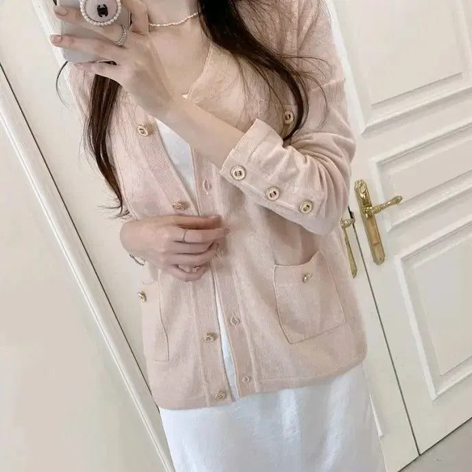 [BUNJANG] Pink Gold Tweed Midi Cardigan / 핑크 골드 트위드 미디 가디건 수입의류 헤이에스퍼빗라메드드벨라드오브시에