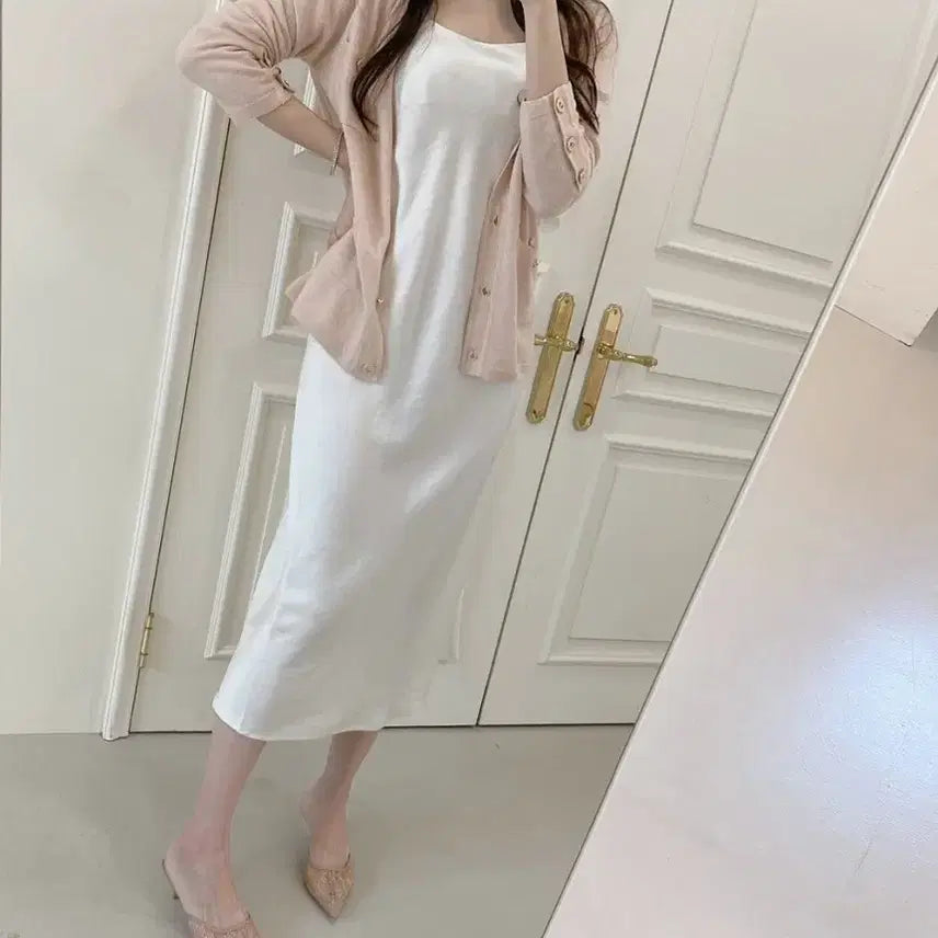 [BUNJANG] Pink Gold Tweed Midi Cardigan / 핑크 골드 트위드 미디 가디건 수입의류 헤이에스퍼빗라메드드벨라드오브시에