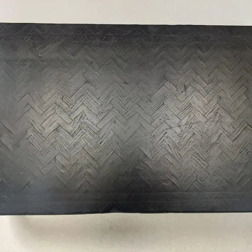 [BUNJANG] Vintage Black Wood Herringbone Pattern Low Table / 빈티지 블랙 우드 헤링본 패턴  테이블 좌탁, 좌대 다도