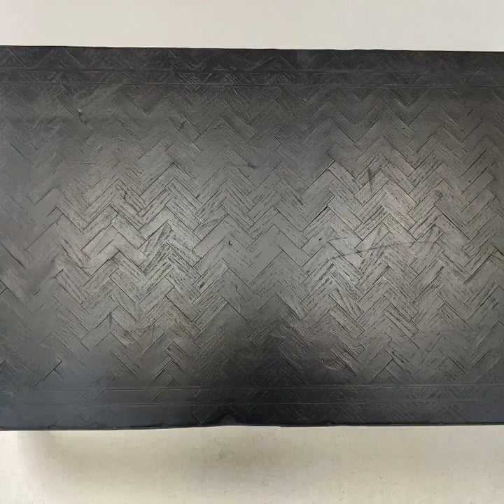 [BUNJANG] Vintage Black Wood Herringbone Pattern Low Table / 빈티지 블랙 우드 헤링본 패턴  테이블 좌탁, 좌대 다도