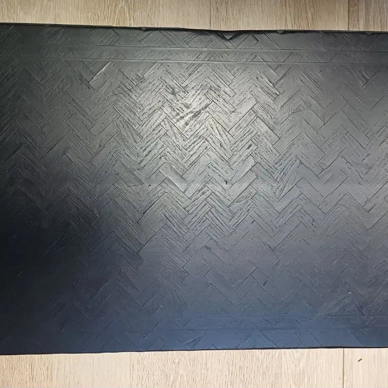 [BUNJANG] Vintage Black Wood Herringbone Pattern Low Table / 빈티지 블랙 우드 헤링본 패턴  테이블 좌탁, 좌대 다도