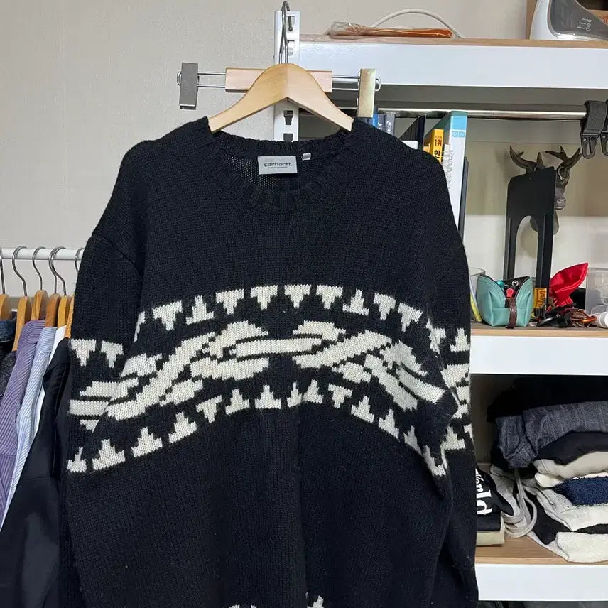 [BUNJANG] Carhartt XL Black and White Sweater / (XL) 칼하트 스웨터