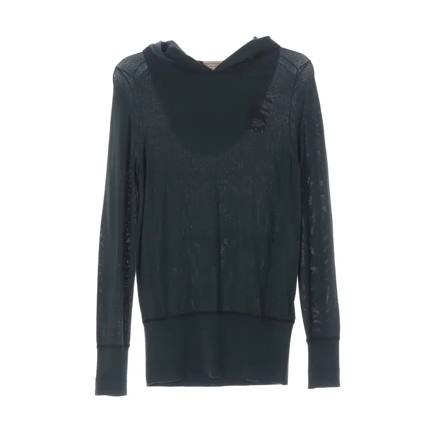 [BUNJANG] Burberry Embroidered Silk Cashmere Blend Two-Tone Hoodie / 버버리 자수 실크 캐시미어 블렌드 투톤 후디 후드티