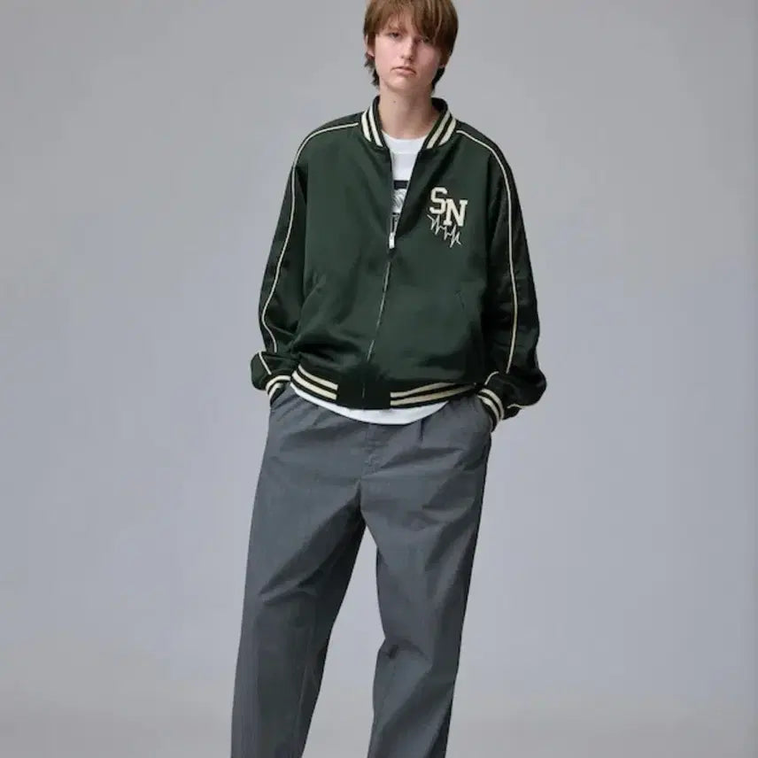 [BUNJANG] GU Undercover Satin Rib Blouson Jacket / [3XL/다크그린] GU 언더커버 새틴 리브 블루종