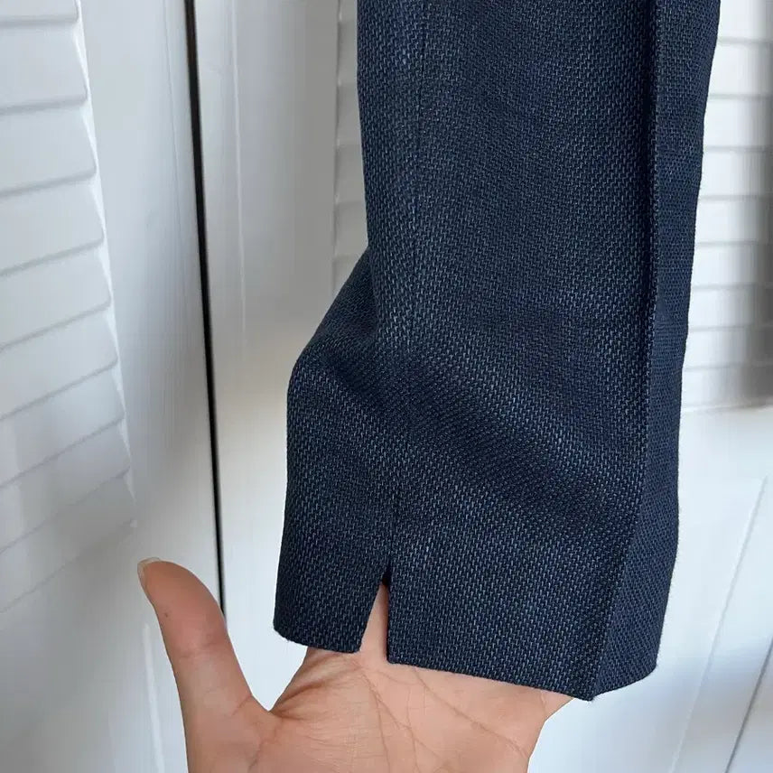 [BUNJANG] Zara Navy Linen Blend Slit Trousers (Size 77) / 자라 네이비 린넨 마 슬릿 정장 하객룩 바지 슬랙스 77 사이즈
