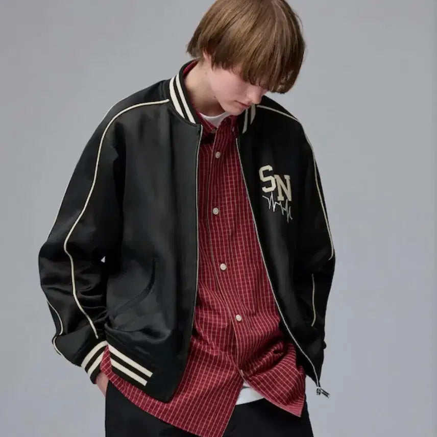[BUNJANG] GU Undercover Satin Rib Blouson Jacket / [3XL/블랙] GU 언더커버 새틴 리브 블루종