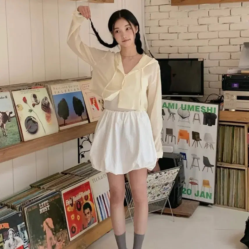 [SOLD OUT] 가내스라 달트 버터 레이닝 크롭 후드 가디건