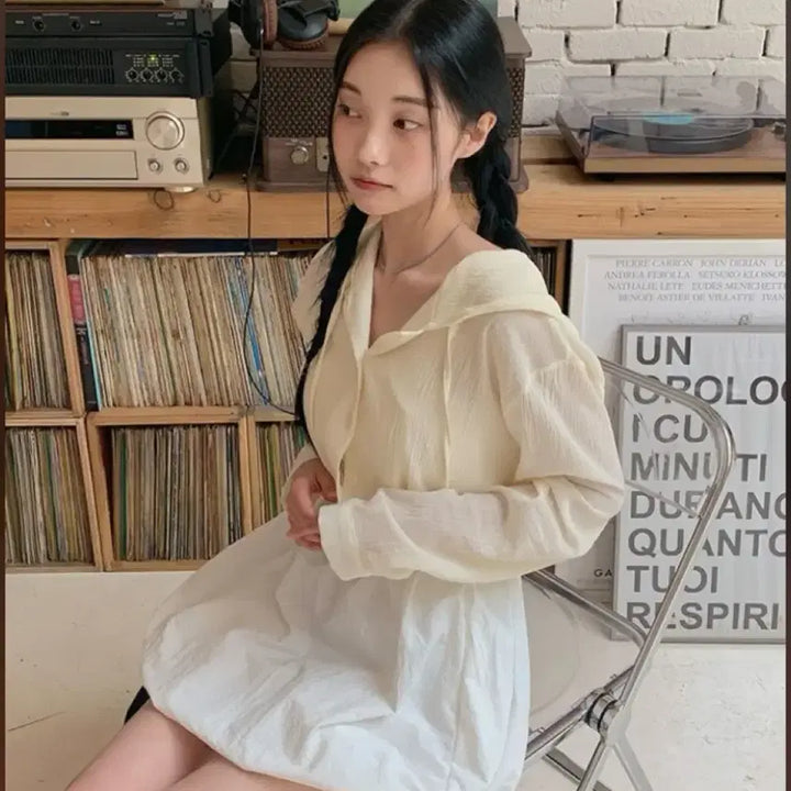 [SOLD OUT] 가내스라 달트 버터 레이닝 크롭 후드 가디건