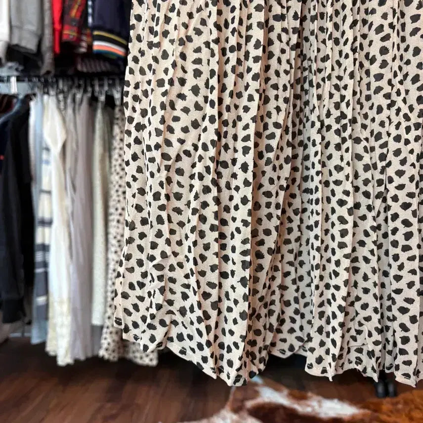 [BUNJANG] Nano Universe Leopard Print Pleated Long Skirt / 일본빈티지 레오파드 플리츠 롱 스커트