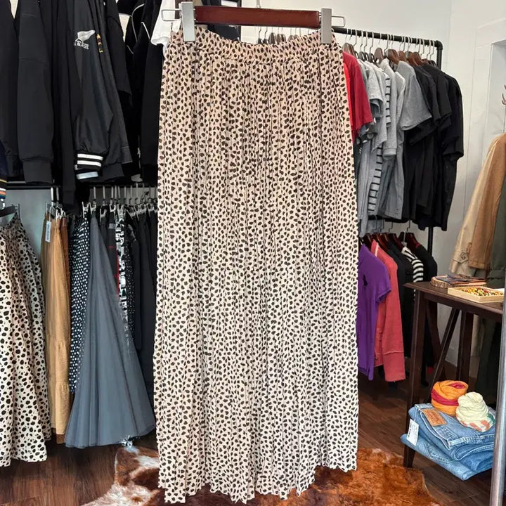 [BUNJANG] Nano Universe Leopard Print Pleated Long Skirt / 일본빈티지 레오파드 플리츠 롱 스커트