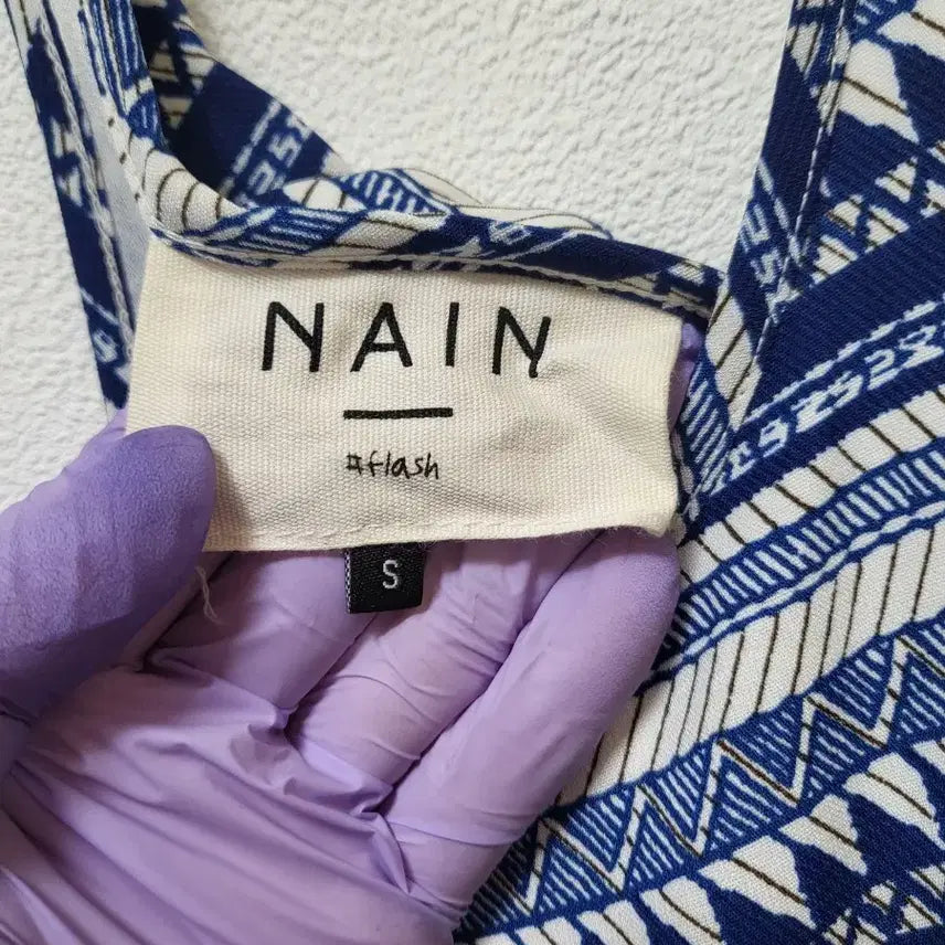 [BUNJANG] NAIN Blue Pattern Spaghetti Strap Long Dress / 42015NAIN블루 패턴 끈나시 롱 원피스/별하