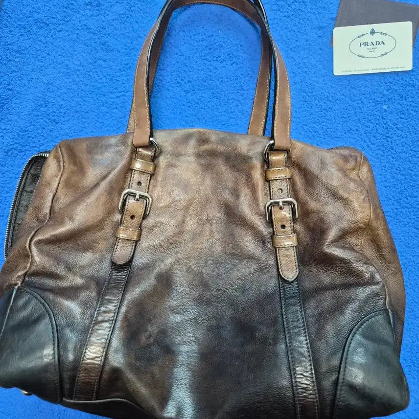 [BUNJANG] Prada Vintage Brown Leather Tote Bag / 프라다 브라운 가죽 토드백