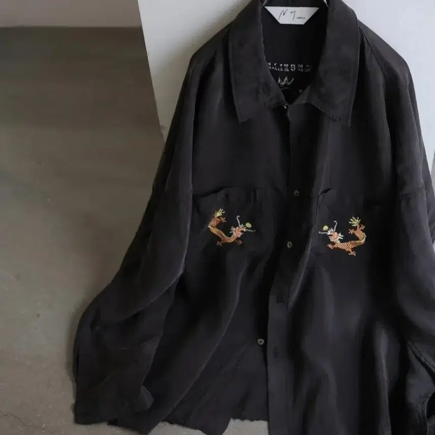[BUNJANG] Anselm Aging Embroidery Shirt Black / [2] 안셀름 AGING EMBROIDERY SHIRT 셔츠 블랙