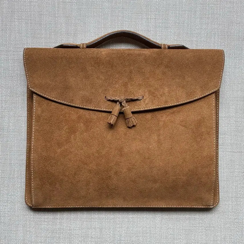 [BUNJANG] Thomas Brown Suede Tassel Briefcase / [28 x 35.5] 토마스 브라운 스웨이드 태슬 브리프케이스