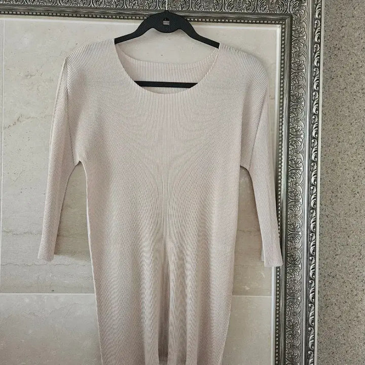 [BUNJANG] Pleats Please Beige 7/10 Sleeve Length Tunic Top / 플리츠플리즈