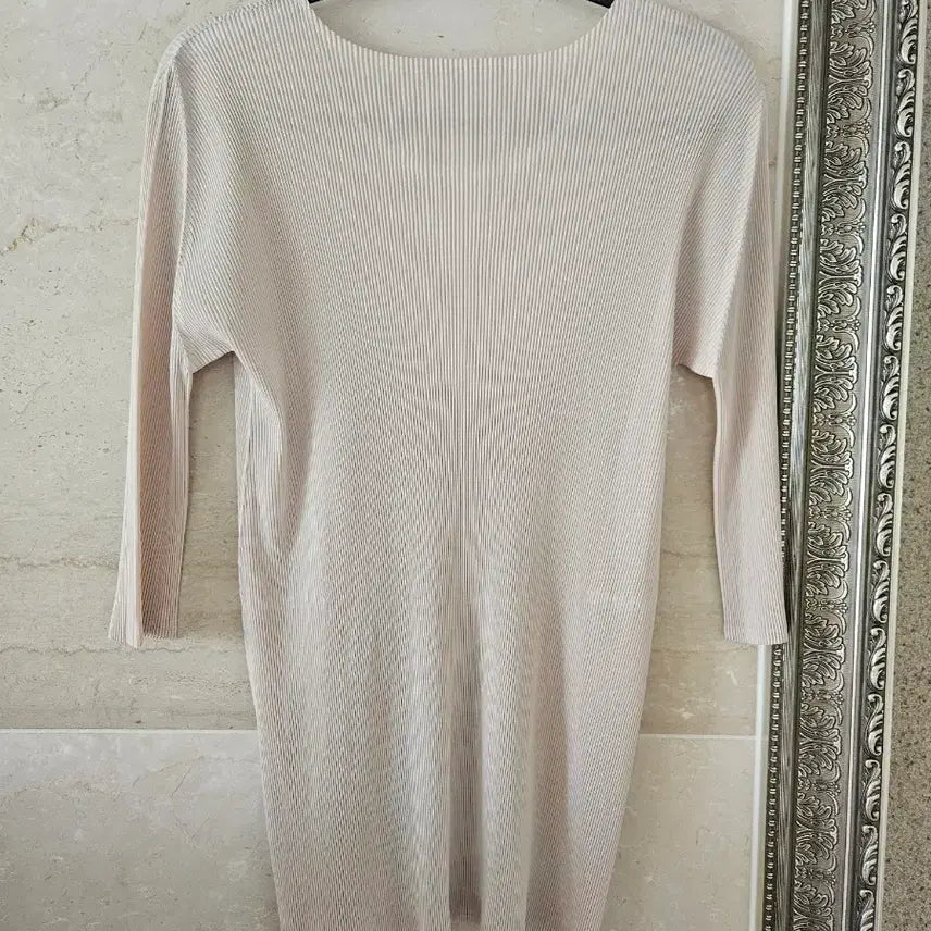[BUNJANG] Pleats Please Beige 7/10 Sleeve Length Tunic Top / 플리츠플리즈
