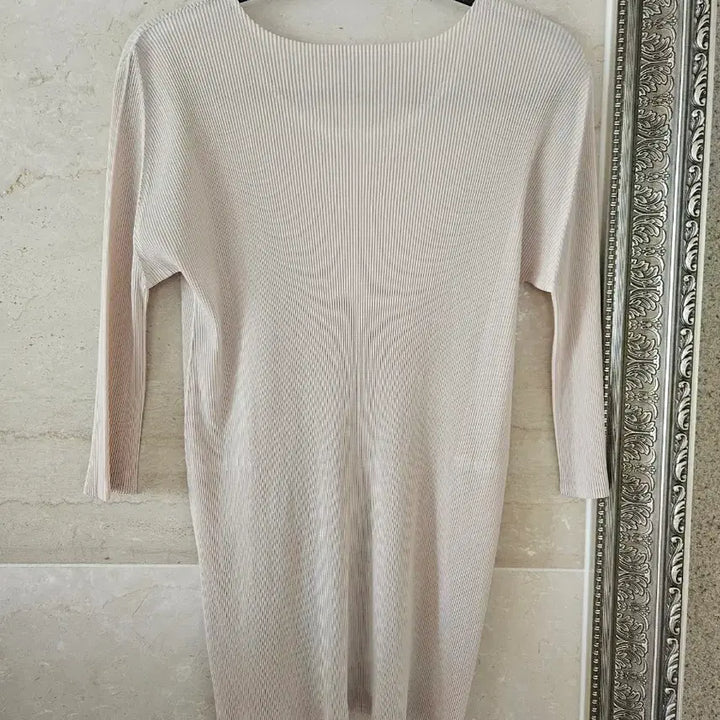 [BUNJANG] Pleats Please Beige 7/10 Sleeve Length Tunic Top / 플리츠플리즈
