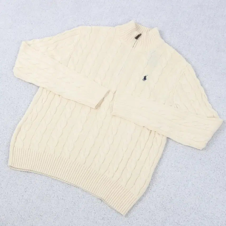 [SOLD OUT] 폴로 랄프로렘 남자 코튼 꽈배기 하프집업 니트 L