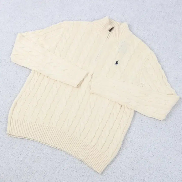 [SOLD OUT] 폴로 랄프로렘 남자 코튼 꽈배기 하프집업 니트 L