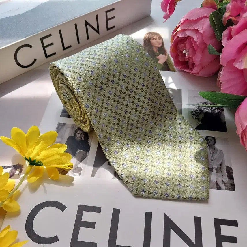 [BUNJANG] Celine Triomphe Jacquard Silk Tie / 셀린느 실크 민트 트리오페 자수 넥타이 9.1cm A+등급 K2556