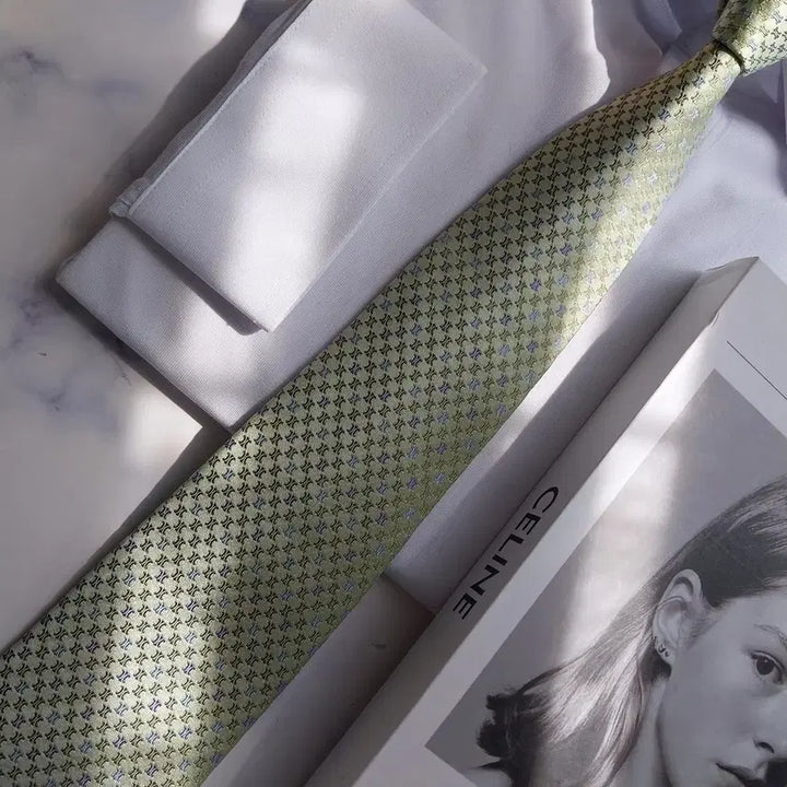 [BUNJANG] Celine Triomphe Jacquard Silk Tie / 셀린느 실크 민트 트리오페 자수 넥타이 9.1cm A+등급 K2556