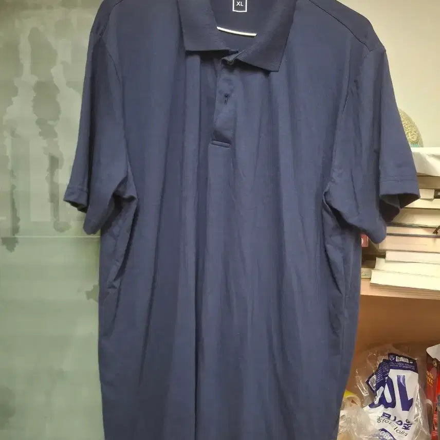 [BUNJANG] Navy XL Collar Short Sleeve T-Shirt / 네이비 XL 카라 반팔 티셔츠