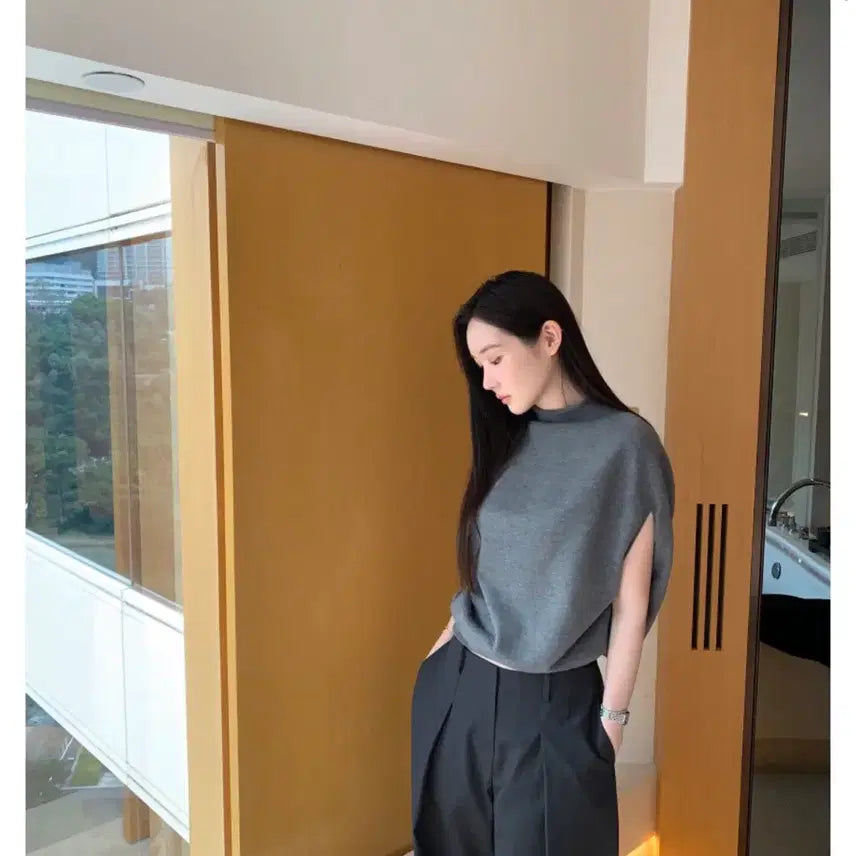 [BUNJANG] Obzest Veil Knit &amp; Slacks Set / 오브제스트 베일니트 + 슬랙스 새상품
