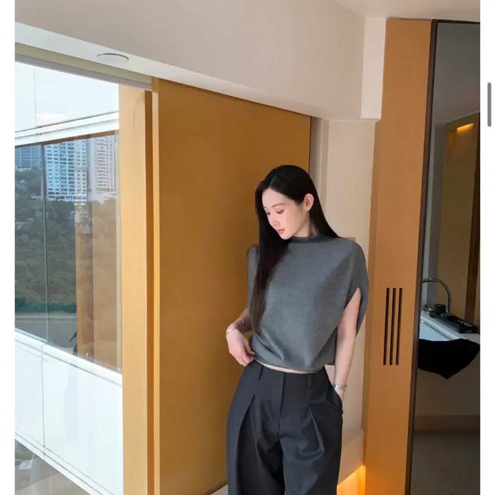 [BUNJANG] Obzest Veil Knit &amp; Slacks Set / 오브제스트 베일니트 + 슬랙스 새상품