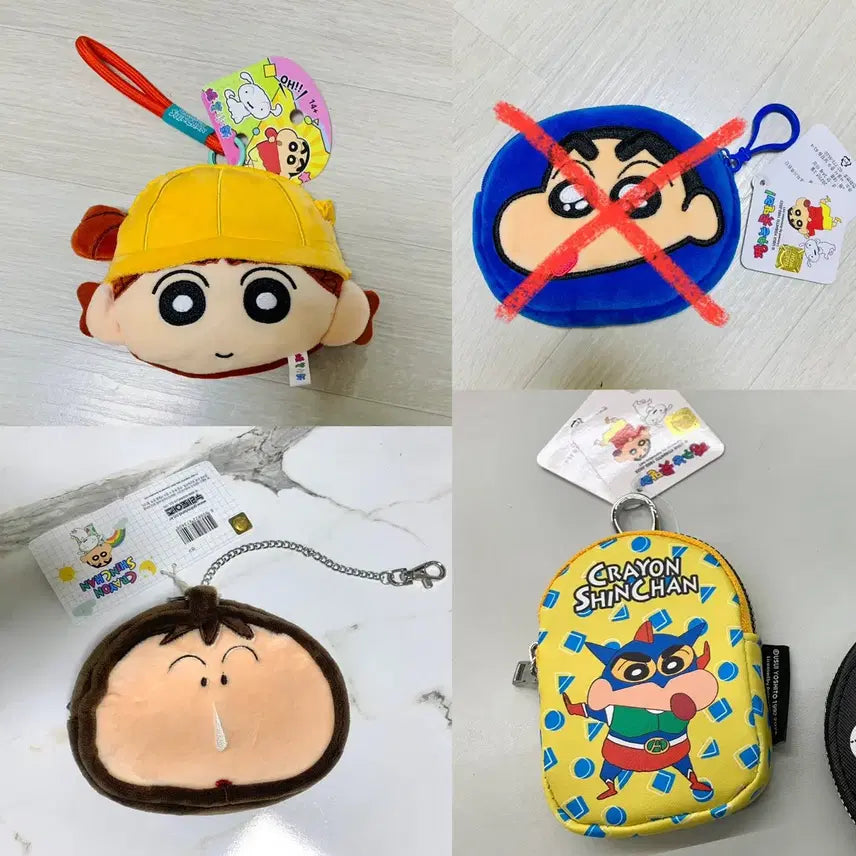 [SOLD OUT] 짱구 유리 맹구 캐릭터 동전지갑 파우치 키링 4종