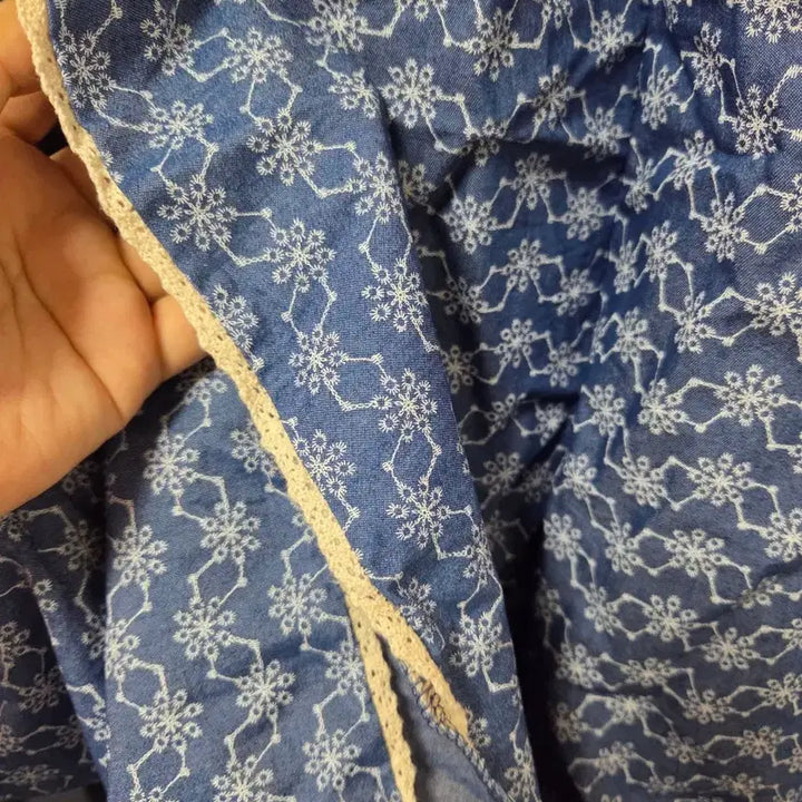 [BUNJANG] Blue Flower Pattern Long Dress / 블루 플라워 패턴 롱 원피스