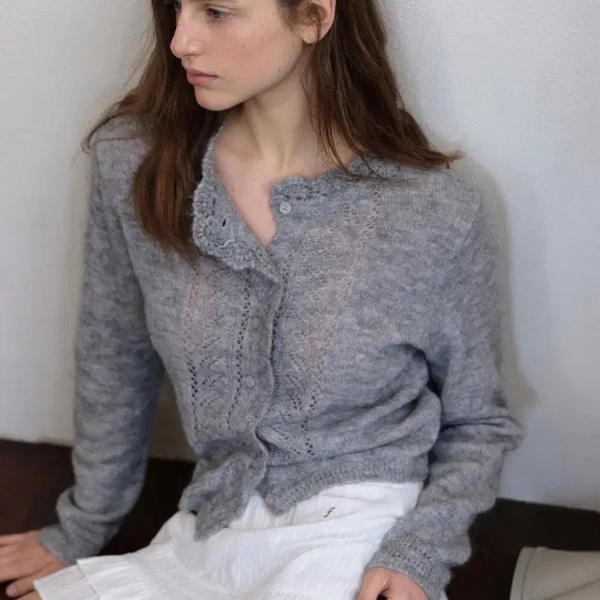 [BUNJANG] Paul &amp; Joe Mohair Cardigan - Gray / 폴뉴아/ 모헤어 가디건 그레이