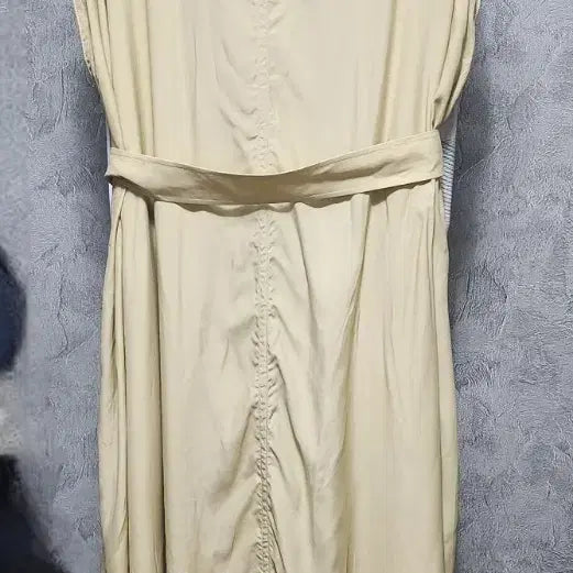 [BUNJANG] System Beige Long Dress with Belt / 시스템원피스