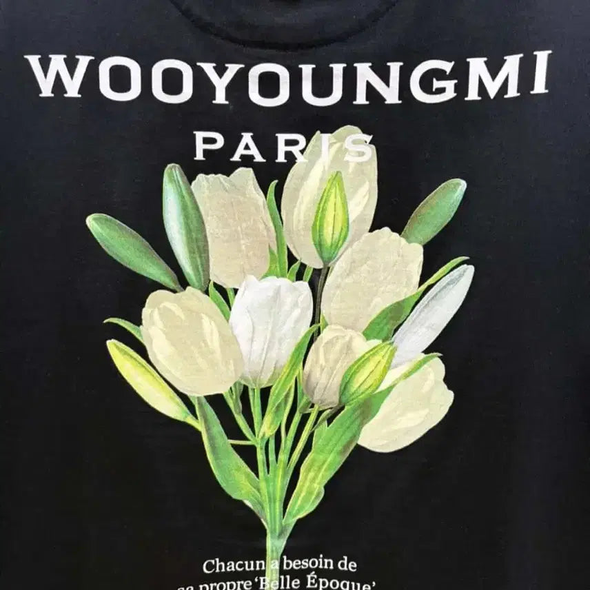 [BUNJANG] Wooyoungmi Flower Back Logo Short Sleeve T-shirt / [46] 우영미 플라워 백로고 반팔 블랙