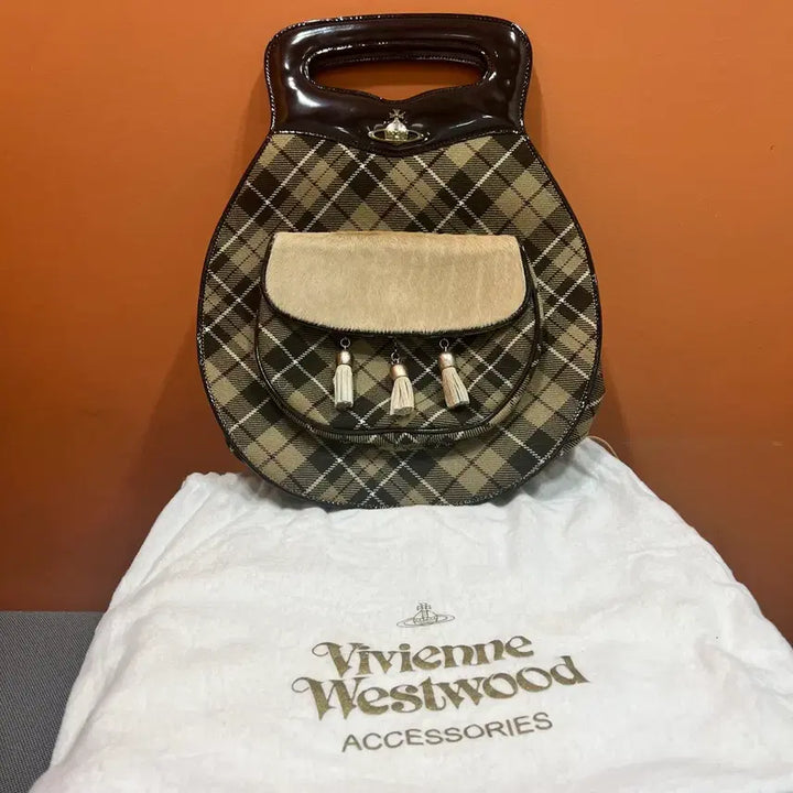 [BUNJANG] Vivienne Westwood Tartan Check Canvas Tote Bag / [정품] 비비안웨스트우드 타탄체크 캔버스 리얼 송치 토트백