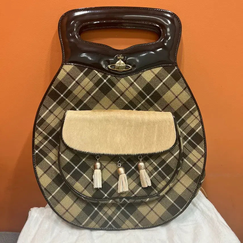 [BUNJANG] Vivienne Westwood Tartan Check Canvas Tote Bag / [정품] 비비안웨스트우드 타탄체크 캔버스 리얼 송치 토트백