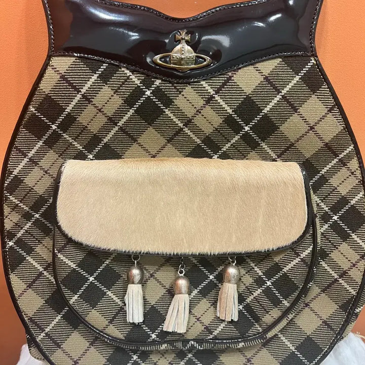 [BUNJANG] Vivienne Westwood Tartan Check Canvas Tote Bag / [정품] 비비안웨스트우드 타탄체크 캔버스 리얼 송치 토트백