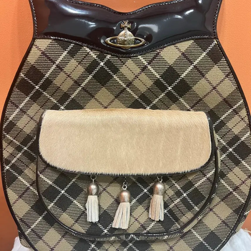 [BUNJANG] Vivienne Westwood Tartan Check Canvas Tote Bag / [정품] 비비안웨스트우드 타탄체크 캔버스 리얼 송치 토트백