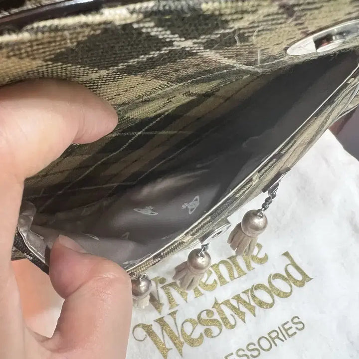[BUNJANG] Vivienne Westwood Tartan Check Canvas Tote Bag / [정품] 비비안웨스트우드 타탄체크 캔버스 리얼 송치 토트백