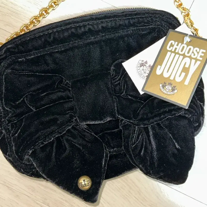 [BUNJANG] Juicy Couture Velvet Ribbon Chain Bag Black / 쥬시꾸뛰르 벨벳 리본 체인백 블랙