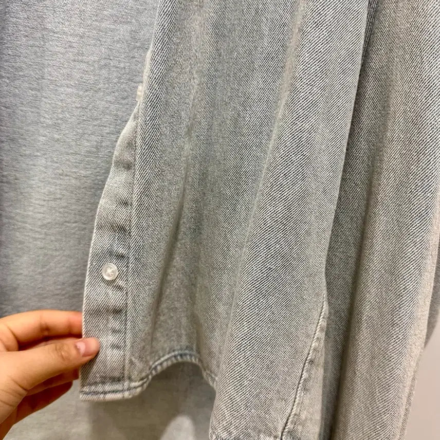 [BUNJANG] Sandro Pearl Denim Shirt Cardigan / Sandro 산드로 진주 데님 셔츠 가디건