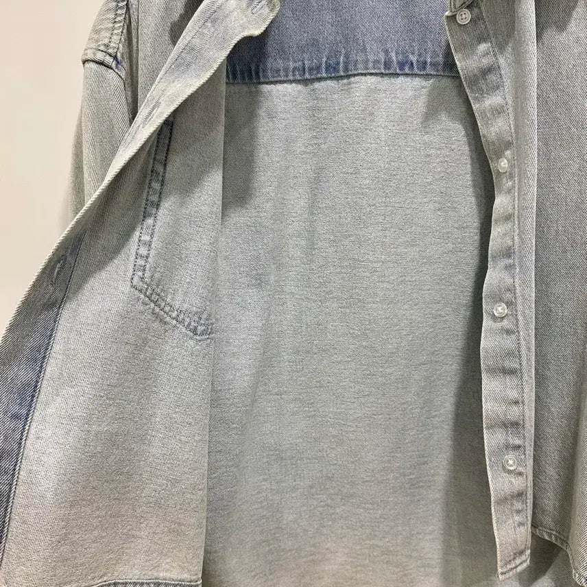 [BUNJANG] Sandro Pearl Denim Shirt Cardigan / Sandro 산드로 진주 데님 셔츠 가디건