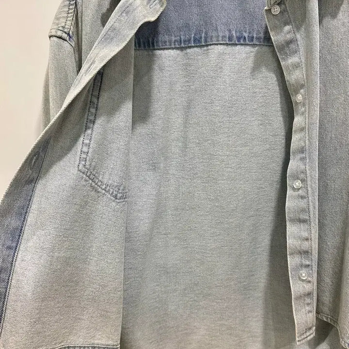 [BUNJANG] Sandro Pearl Denim Shirt Cardigan / Sandro 산드로 진주 데님 셔츠 가디건