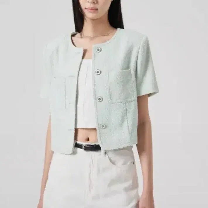 [BUNJANG] 8Seconds Tweed Short-Sleeve Jacket / 에잇세컨즈 트위드 반팔 쟈켓 S