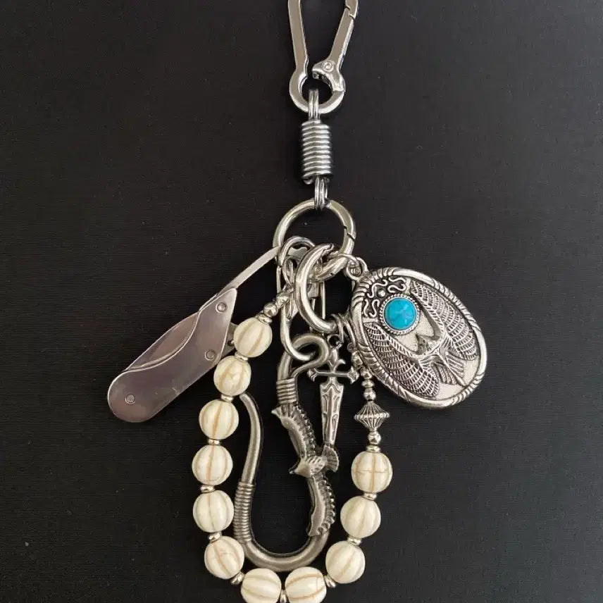 [BUNJANG] Vintage Ethnic Beaded Chain Keychain / 빈티지  에스닉 비즈 체인 키링