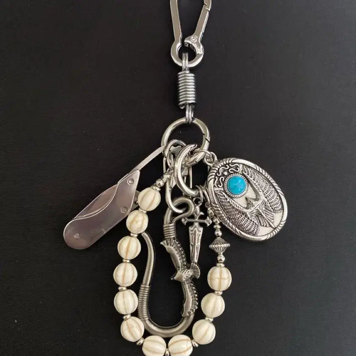 [BUNJANG] Vintage Ethnic Beaded Chain Keychain / 빈티지  에스닉 비즈 체인 키링